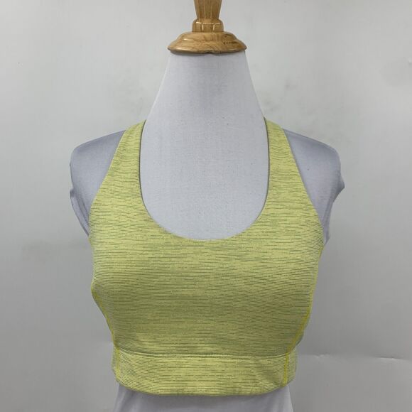 Outdoor Voices Doing Thing Bra Womens Small Heather Yellow Padded Mesh Racerback - Picture 3 of 14